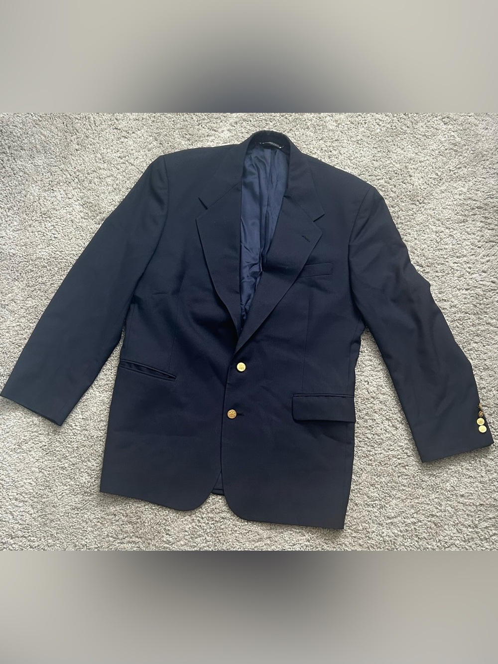 Tom James Men’s Navy Solid 2-Button Single-Breasted Blazer Notch Lapel 40